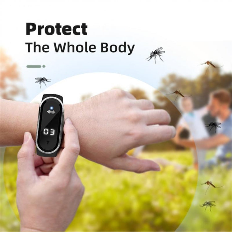 M21  Ultrasonic Mosquito Repellent Bracelet with Step Counter & Clock & Temperature Function(Black) - Repellent Wristband by PMC TechLife | Online Shopping South Africa | PMC TechLife | Buy Now Pay Later Mobicred