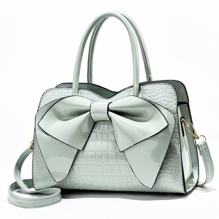 8111 Bow Bright Leather Ladies Handbag(Light Green) - Handbags by PMC TechLife | Online Shopping South Africa | PMC TechLife