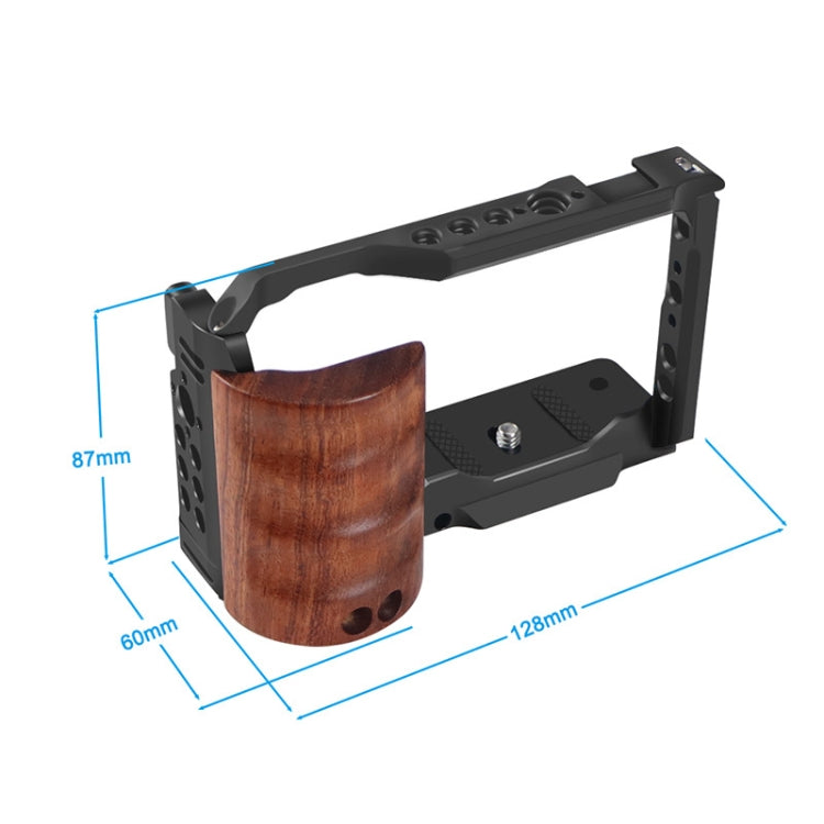 Alloy Rabbit Cage With Wooden Handle for Sony ZV-E10 Camera(Black) - Camera Cage by PMC TechLife | Online Shopping South Africa | PMC TechLife