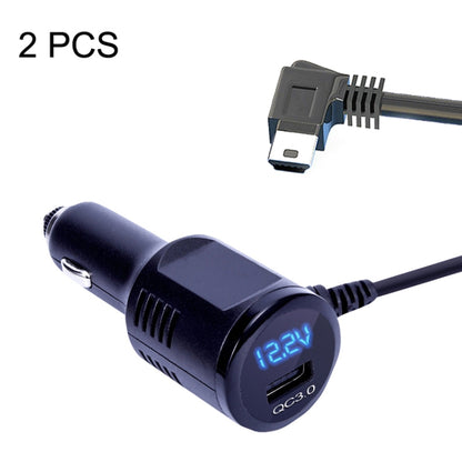 2PCS JY-032 USB Plug Digital Display Fast Charge Car Charger, Style: 3.5A + QC3.0(Mini Right Bend) - Cables & Connectors by PMC Jewellery | Online Shopping South Africa | PMC Jewellery | Buy Now Pay Later Mobicred