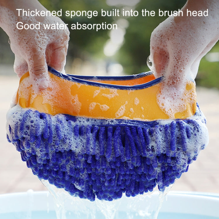 Retractable Curved Rod Soft Fur Car Wash Mop(Yellow Blue) - Car washing supplies by PMC TechLife | Online Shopping South Africa | PMC TechLife | Buy Now Pay Later Mobicred