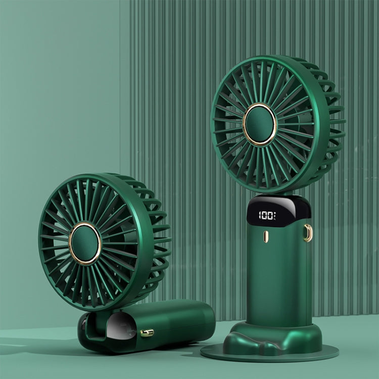 USB Handheld Digital Display Folding Aromatherapy Fan, Battery Capacity: 3000mAh(N15 Dark Green) - Electric Fans by PMC Jewellery | Online Shopping South Africa | PMC Jewellery | Buy Now Pay Later Mobicred