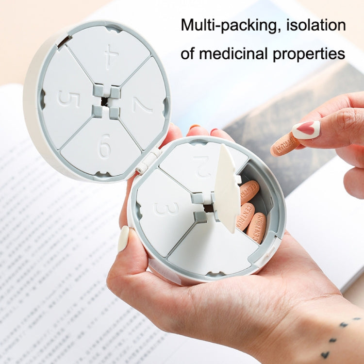 Double-layer Round Eight Grids Portable Medicine Box with Cutter(White) - free shipping - PMC TechLife - Order now!