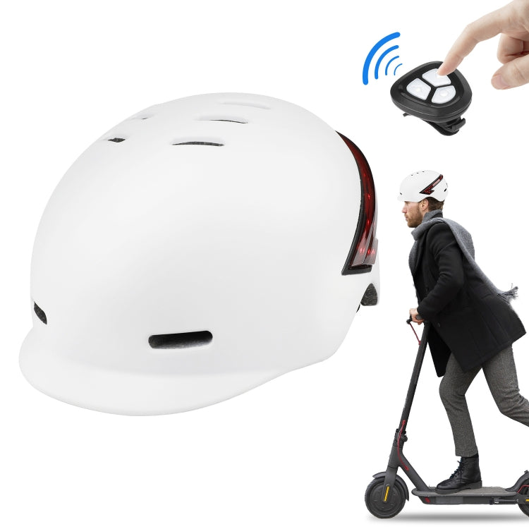 Cycling Helmet Ultralight Bicycle Helmet with Warning Light Remote Control(White) - Protective Helmet & Masks by PMC TechLife | Online Shopping South Africa | PMC TechLife