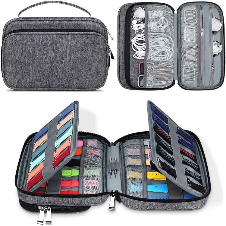 Multifunction Watch Strap Data Line 36 Slots Storage Bag(Grey) - free shipping - PMC TechLife - Order now!