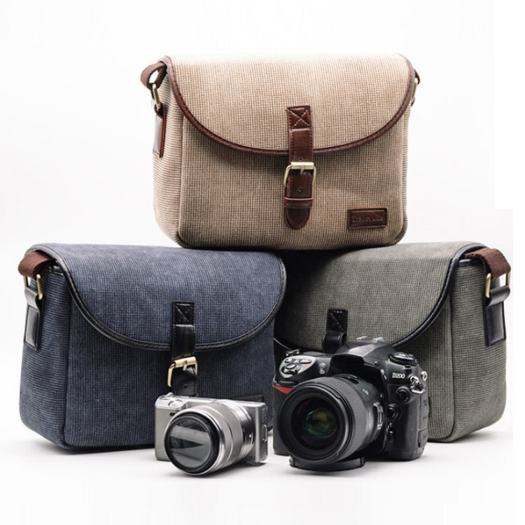 Casual SLR Camera Canvas Crossbody Bag(Khaki) - Strap Satchel by PMC TechLife | Online Shopping South Africa | PMC TechLife | Buy Now Pay Later Mobicred