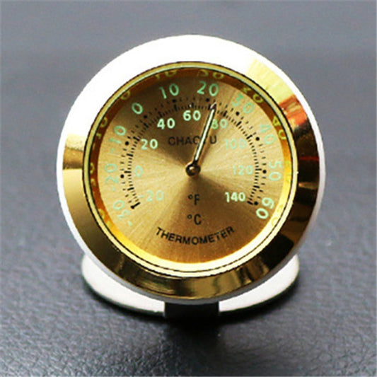 Night Light Car Thermometer Metal Ornaments(Gold Thermometer) - Clocks & Car Meters by PMC Jewellery | Online Shopping South Africa | PMC Jewellery | Buy Now Pay Later Mobicred