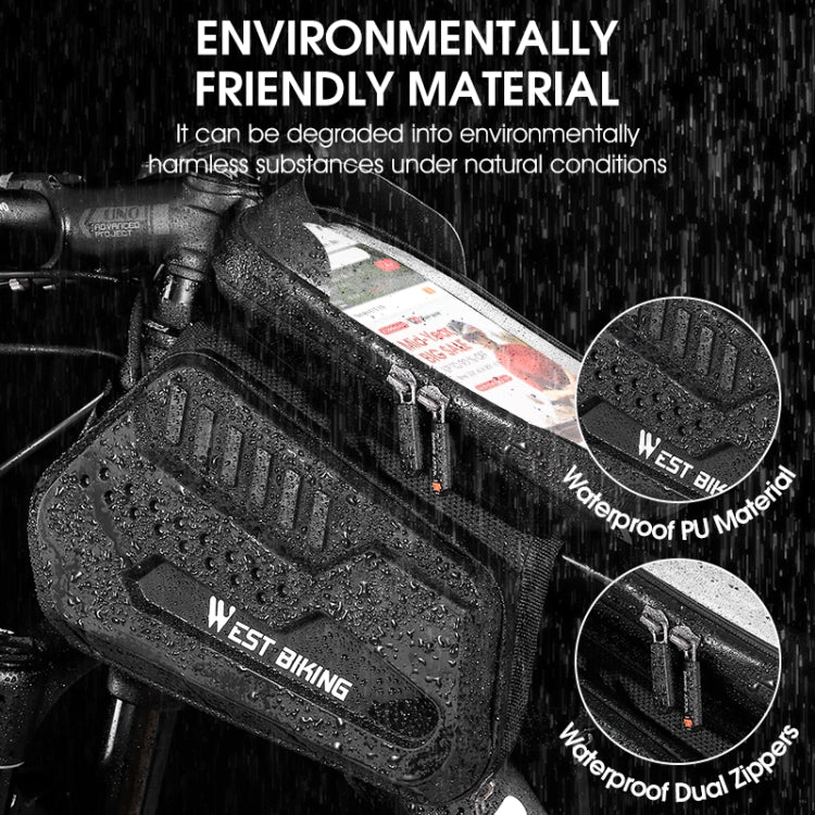 WEST BIKING Bicycle TPU Hard Shell Front Beam Bilateral Mobile Phone Bag(Black) - Bicycle Bags by WEST BIKING | Online Shopping South Africa | PMC TechLife | Buy Now Pay Later Mobicred