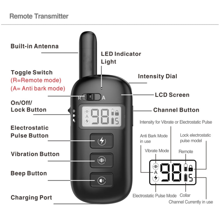 Remote Control Trainer Dog Collar Automatic Bark Stop Device, Specification: 1 Drag 1 (Orange) - Training Aids by PMC Jewellery | Online Shopping South Africa | PMC Jewellery