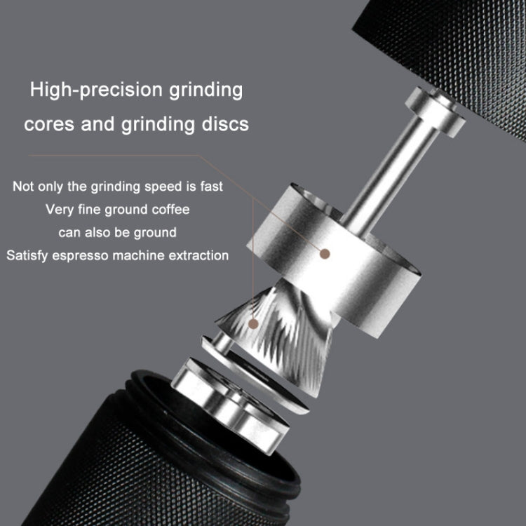 CNC Stainless Steel Hand Crank Coffee Bean Grinder, Specification: Seven Corner Black - free shipping - PMC TechLife - Order now!