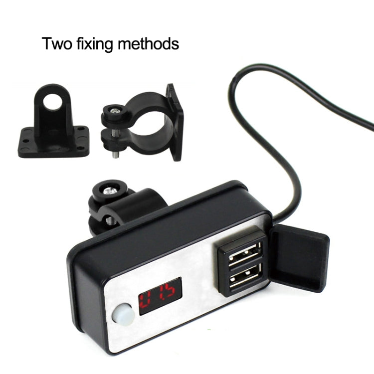Digital Display Dual USB Universal Waterproof Motorcycle Mobile Phone Charger(2.4A 12-24V) - Battery Charger by PMC TechLife | Online Shopping South Africa | PMC TechLife | Buy Now Pay Later Mobicred