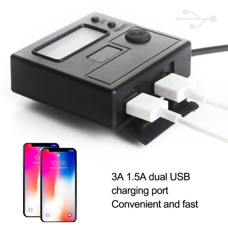 Motorcycle Clock Digital Display Dual USB Phone Charger Waterproof 5V 3A Fast Charge(Black) - Battery Charger by PMC TechLife | Online Shopping South Africa | PMC TechLife | Buy Now Pay Later Mobicred