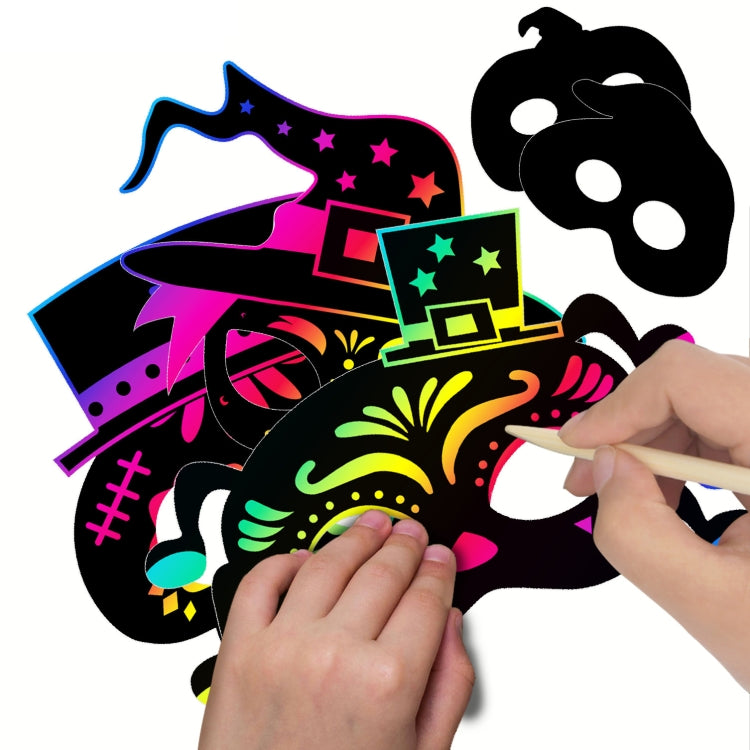 8 Pcs/Set Halloween Scratch Paper Mask Toys for Children - Halloween Masks by PMC TechLife | Online Shopping South Africa | PMC TechLife | Buy Now Pay Later Mobicred