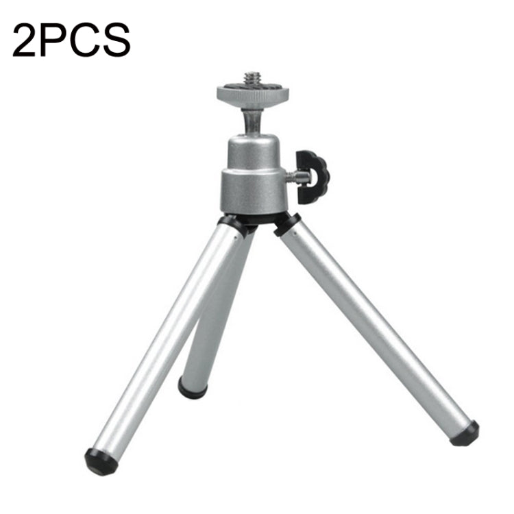 2PCS Projector Phone Stand Desktop Portable Telescopic Mini Metal Tripod, Style: 2 Sections (Silver) - Tripods by PMC TechLife | Online Shopping South Africa | PMC TechLife