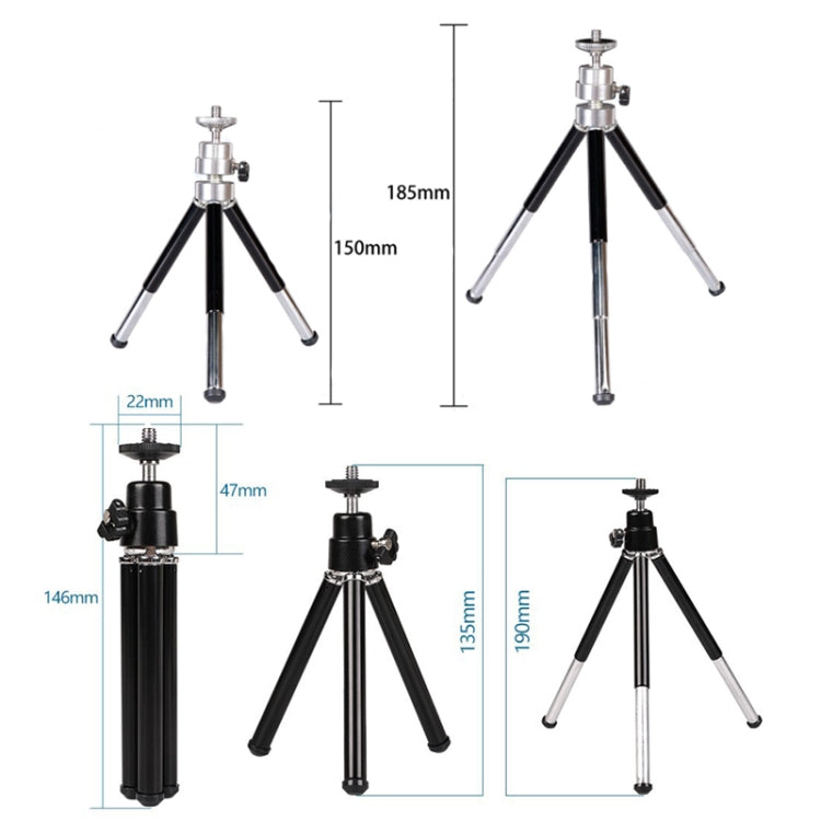 2PCS Projector Phone Stand Desktop Portable Telescopic Mini Metal Tripod, Style: 2 Sections (Silver) - Tripods by PMC TechLife | Online Shopping South Africa | PMC TechLife