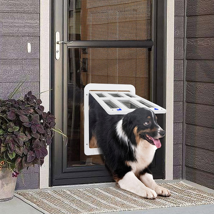 34cmx 44cm  Pet Plaid Door For Screen Window Door Hole With Automatic Closure Lockable(White) - Pet Screen Doors by PMC TechLife | Online Shopping South Africa | PMC TechLife | Buy Now Pay Later Mobicred