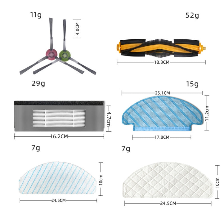 Roller Brush + Filter + Side Brush + Rag Set For Ecovacs OZMO T8/T9/N8Pro(Set) - For ECOVACS Accessories by PMC Jewellery | Online Shopping South Africa | PMC Jewellery | Buy Now Pay Later Mobicred