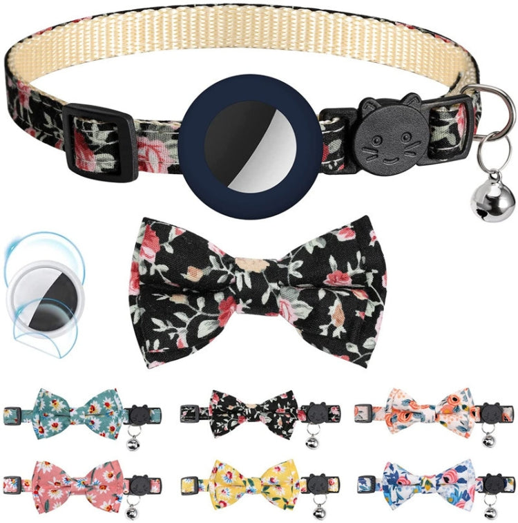 Anti-Lost Printed Bow Pet Collar with Bell for AirTag(Pink) - Pet Series by PMC Jewellery | Online Shopping South Africa | PMC Jewellery