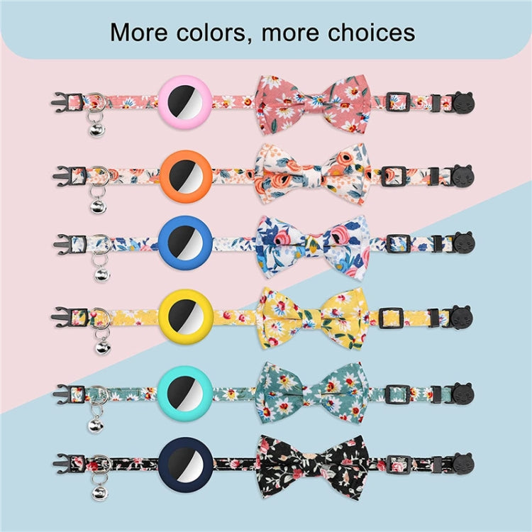 Anti-Lost Printed Bow Pet Collar with Bell for AirTag(Blue) - Pet Series by PMC TechLife | Online Shopping South Africa | PMC TechLife