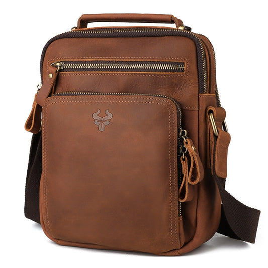 HUMERPAUL MH573 Men Shoulder Bag Leather Messengers Bag(Khaki) - Single-shoulder Bags by HUMERPAUL | Online Shopping South Africa | PMC Jewellery | Buy Now Pay Later Mobicred