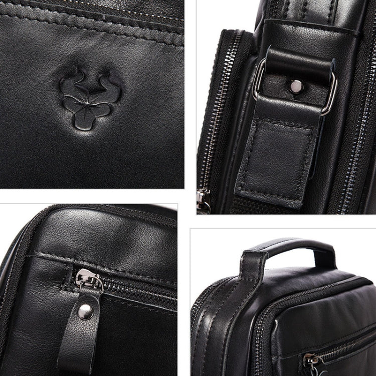 HUMERPAUL MH573 Men Shoulder Bag Leather Messengers Bag(Black) - Single-shoulder Bags by HUMERPAUL | Online Shopping South Africa | PMC Jewellery | Buy Now Pay Later Mobicred