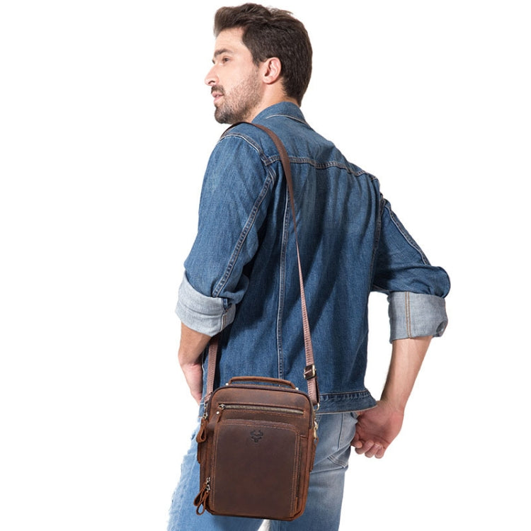 HUMERPAUL MH573 Men Shoulder Bag Leather Messengers Bag(Brown) - Single-shoulder Bags by HUMERPAUL | Online Shopping South Africa | PMC Jewellery | Buy Now Pay Later Mobicred