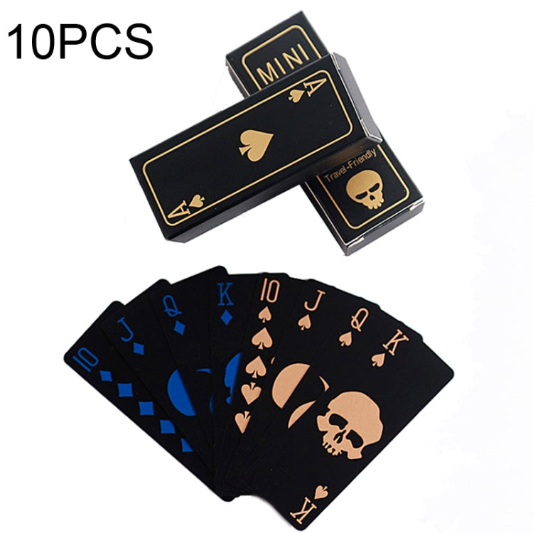 10 PCS Fluorescent PVC Skull Playing Cards Waterproof  Playing Cards,Size: 3.2 x 8.7cm Blue+Gold - Gambling by PMC Jewellery | Online Shopping South Africa | PMC Jewellery