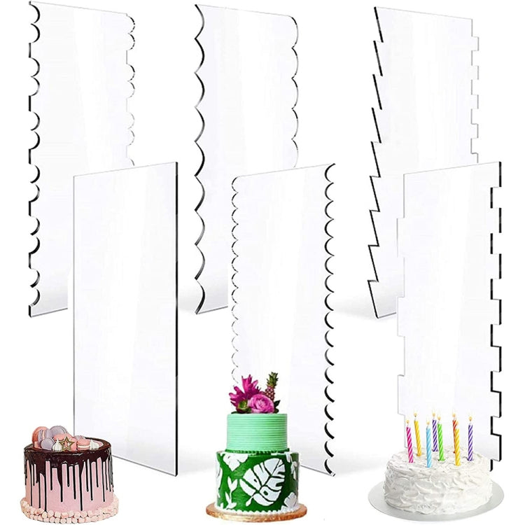 6 In 1 Clear Acrylic Cake Scraper Smoothing Tool Set - free shipping - PMC TechLife - Order now!