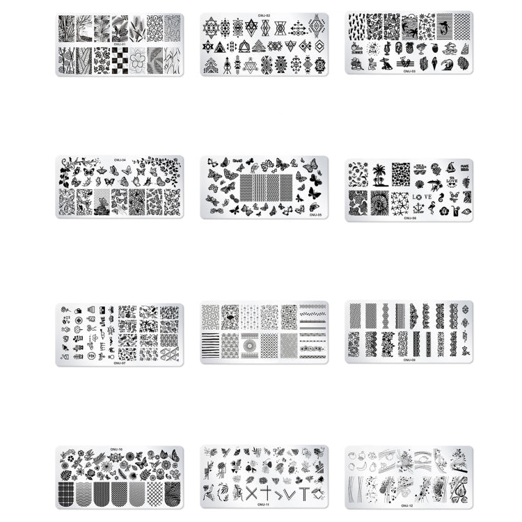 5 PCS Square Nail Art Print Template Nail Accessories(OMJ-11) - Nail Art Equipment by PMC Jewellery | Online Shopping South Africa | PMC Jewellery | Buy Now Pay Later Mobicred