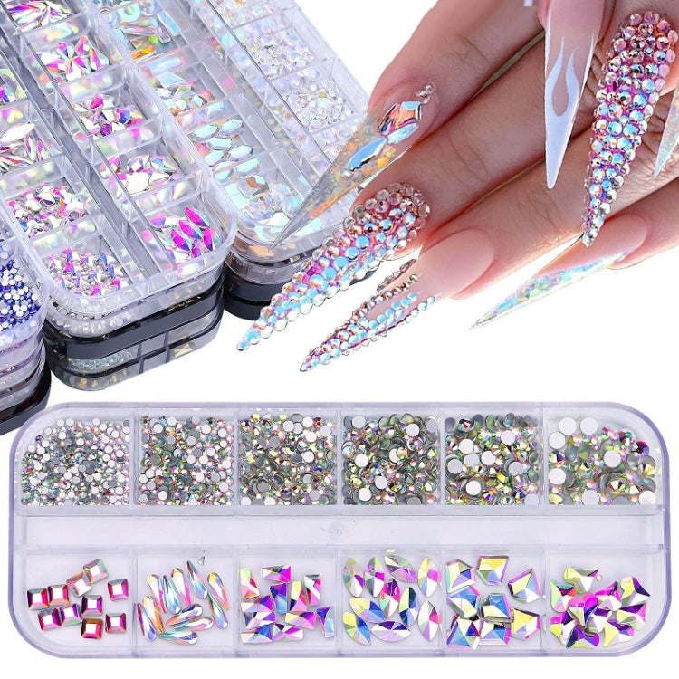 12 Grid Flat Bottom Shaped Nail Rhinestones Nail Decoration, Specification: 04 - Nail Stickers by PMC Jewellery | Online Shopping South Africa | PMC Jewellery | Buy Now Pay Later Mobicred