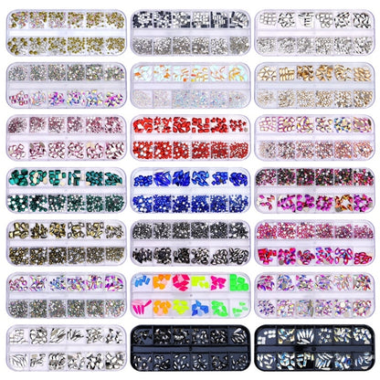 12 Grid Flat Bottom Shaped Nail Rhinestones Nail Decoration, Specification: 05 - Nail Stickers by PMC Jewellery | Online Shopping South Africa | PMC Jewellery | Buy Now Pay Later Mobicred