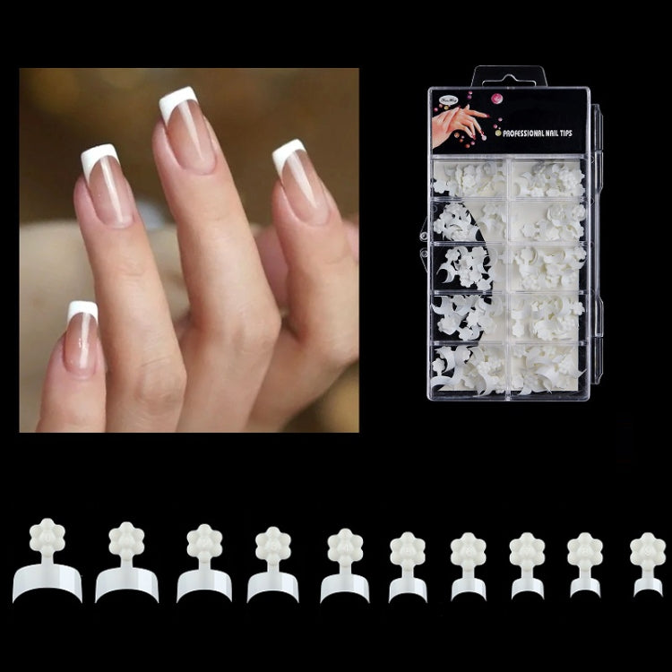 100 PCS/Box Plum Blossom Crescent Art Nail Extension Nail Plate - Nail Stickers by PMC Jewellery | Online Shopping South Africa | PMC Jewellery | Buy Now Pay Later Mobicred