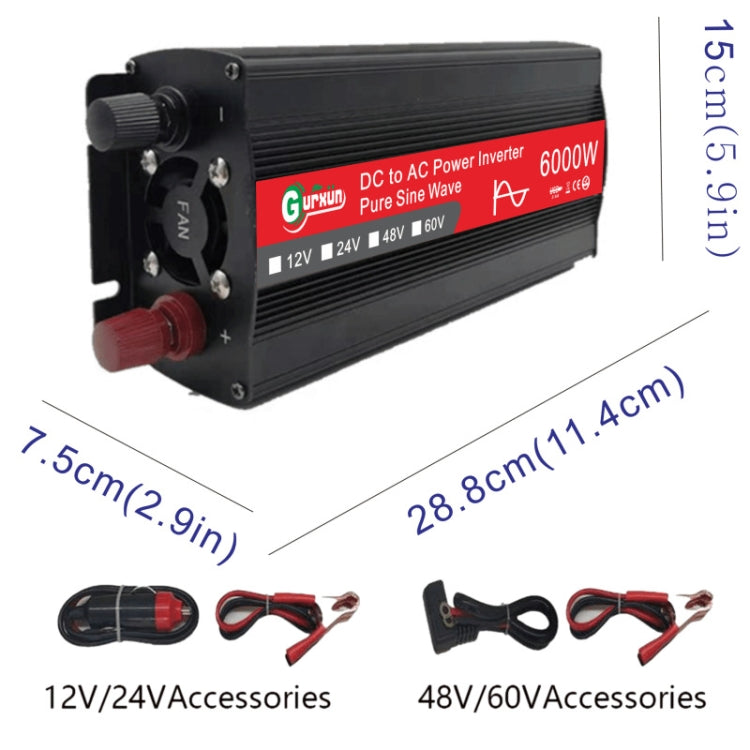 Gurxun 6000W High Power Sine Wave Inverter With Single Digital Display, Specification: 48V-220V - Pure Sine Wave by Gurxun | Online Shopping South Africa | PMC Jewellery | Buy Now Pay Later Mobicred