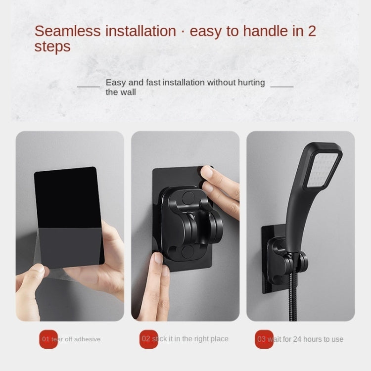 Self-Adhesive Shower arm Head Holder Adjustable Wall Mounted Fixed Base (Black) - Shower Head by PMC TechLife | Online Shopping South Africa | PMC TechLife
