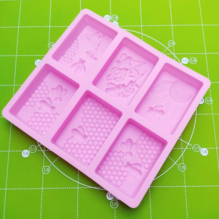 6 Grid  Square Honeycomb Ice Cube Cake Mould Square Handmade Soap Mould(Pink) - Food Molds by PMC TechLife | Online Shopping South Africa | PMC TechLife