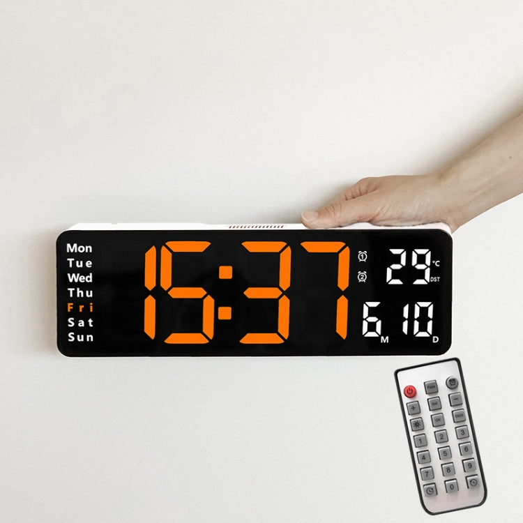 6629 13 Inch Multifunctional LED Living Room Large Screen Wall Clock(White Shell Orange Light) - Wall Clock by PMc TechLife | Online Shopping South Africa | PMc TechLife | Buy Now Pay Later Mobicred