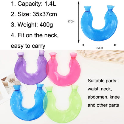 U-shaped PVC Hot Compress Shoulder And Neck Explosion-proof Water Injection Hot Water Bag(Blue + Lake Blue Crystal) - Hot Water Bags by PMC Jewellery | Online Shopping South Africa | PMC Jewellery | Buy Now Pay Later Mobicred