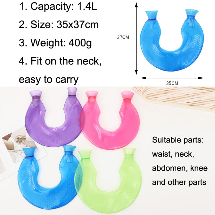 U-shaped PVC Hot Compress Shoulder And Neck Explosion-proof Water Injection Hot Water Bag(Green + Green Crystal) - free shipping - PMC TechLife - Order now!