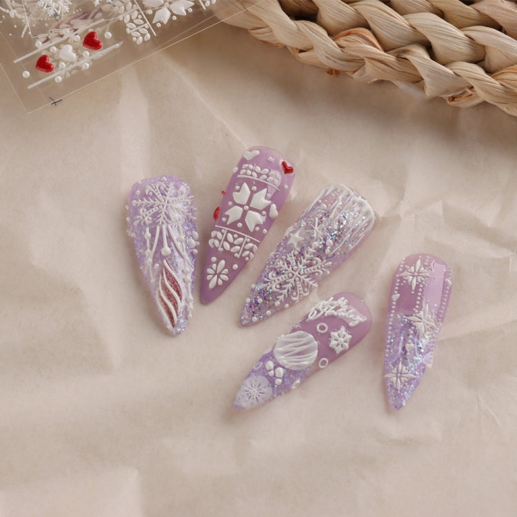 3 PCS 5D Embossed Nail Stickers Christmas Snowflake Elk Nail Stickers(5D-K120) - Nail Stickers by PMC Jewellery | Online Shopping South Africa | PMC Jewellery | Buy Now Pay Later Mobicred