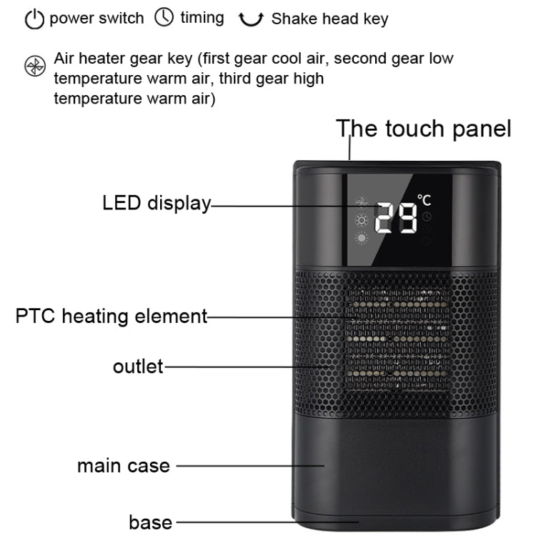 N8 Table Air Heater Indoor Quick Heat Energy Saving Electric Heater,  Specification: EU Plug(Black) - Electric Heaters by PMC TechLife | Online Shopping South Africa | PMC TechLife