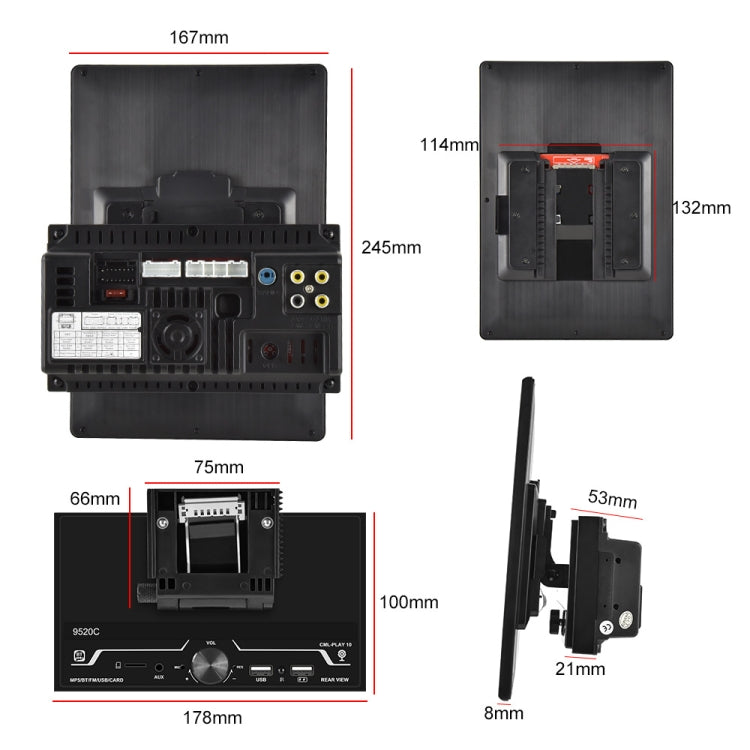 9520C Double Spindle 9.5 inch Vertical Screen Car MP5 Player, Style: Standard - Car MP3 & MP4 & MP5 by PMC TechLife | Online Shopping South Africa | PMC TechLife | Buy Now Pay Later Mobicred