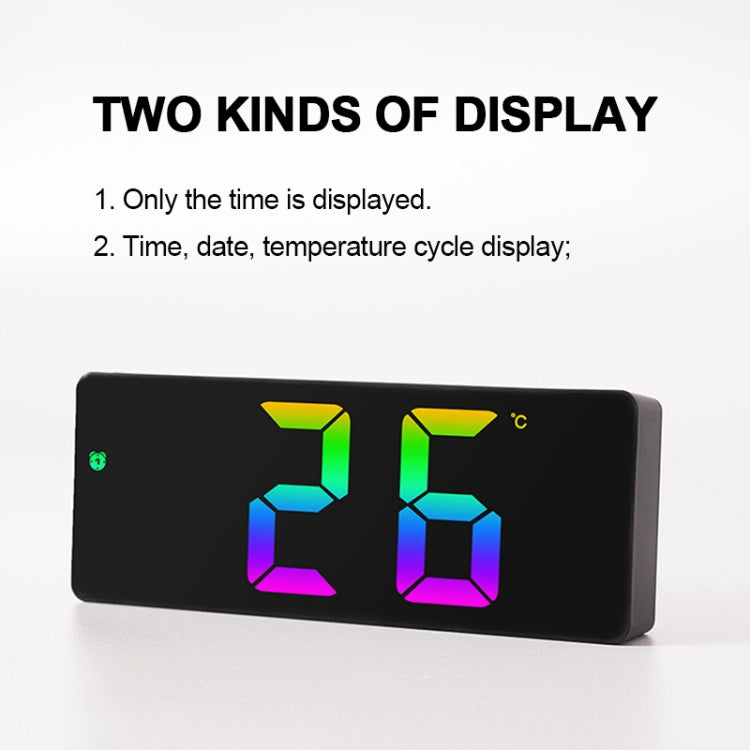 Colorful Fonts LED Electronic Alarm Clock Large Screen Clock(0725  Black Shell Mirror Surface D) - Alarm Clocks by PMc TechLife | Online Shopping South Africa | PMc TechLife | Buy Now Pay Later Mobicred