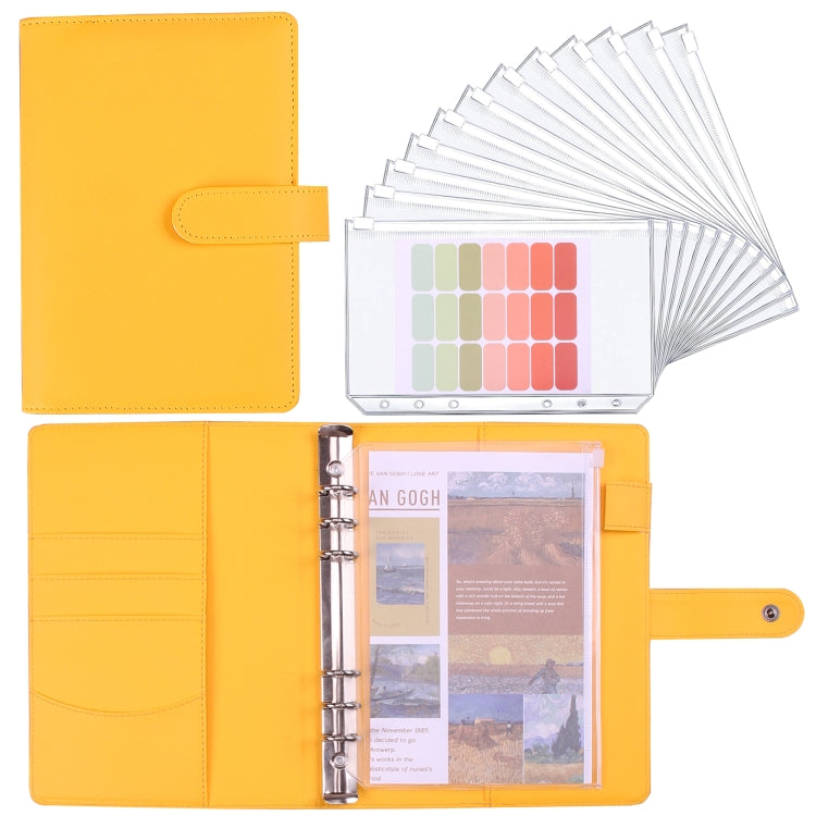 A5 Macaron Notebook PU Loose-leaf Cash Budget Handbook(Yellow) - free shipping - PMc TechLife - Order now!