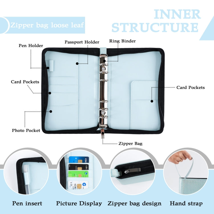 A6 Handheld Zipper Bag Type Large Capacity Cash Budget Book Handbook(Black Gray) - free shipping - PMc TechLife - Order now!