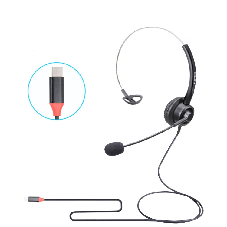 VT200 Single Ear Telephone Headset Operator Headset With Mic,Spec: Type-C - Microphones & Headsets by PMC Jewellery | Online Shopping South Africa | PMC Jewellery | Buy Now Pay Later Mobicred