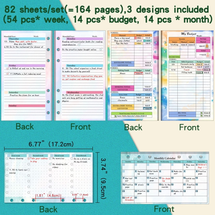A6 6 Hole Budget Book Loose-leaf Replacement Core Handbook Insert,Spec: 3 In 1 - Notebooks by PMC TechLife | Online Shopping South Africa | PMC TechLife