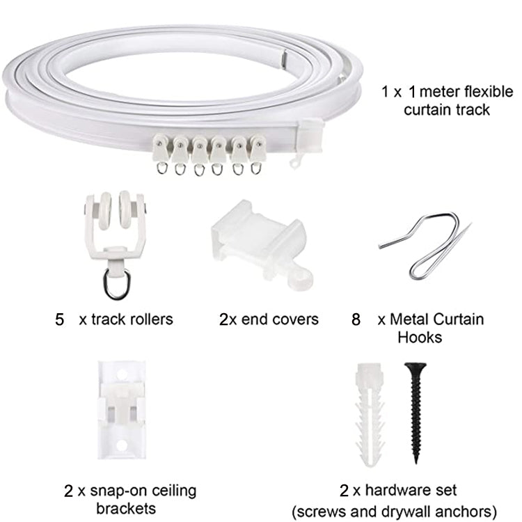 Model Steel Track Set Flexible Silent Slide Track Track with Hooks, Size: 1m - Curtain Decorative Accessories by PMC TechLife | Online Shopping South Africa | PMC TechLife | Buy Now Pay Later Mobicred