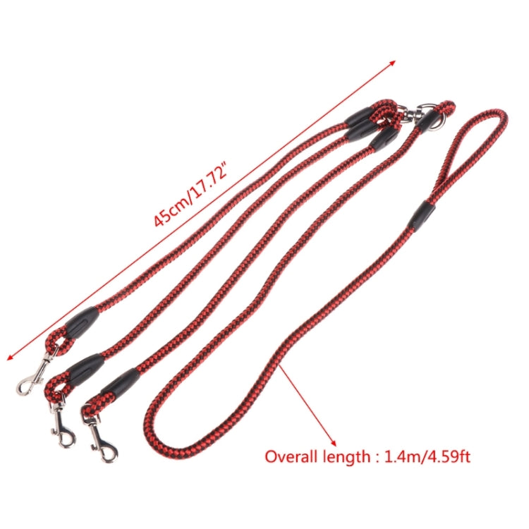 140cm 3 In 1 Leash Multi-head Dog Walking Rope(Rose Red) - Leashes by PMC Jewellery | Online Shopping South Africa | PMC Jewellery