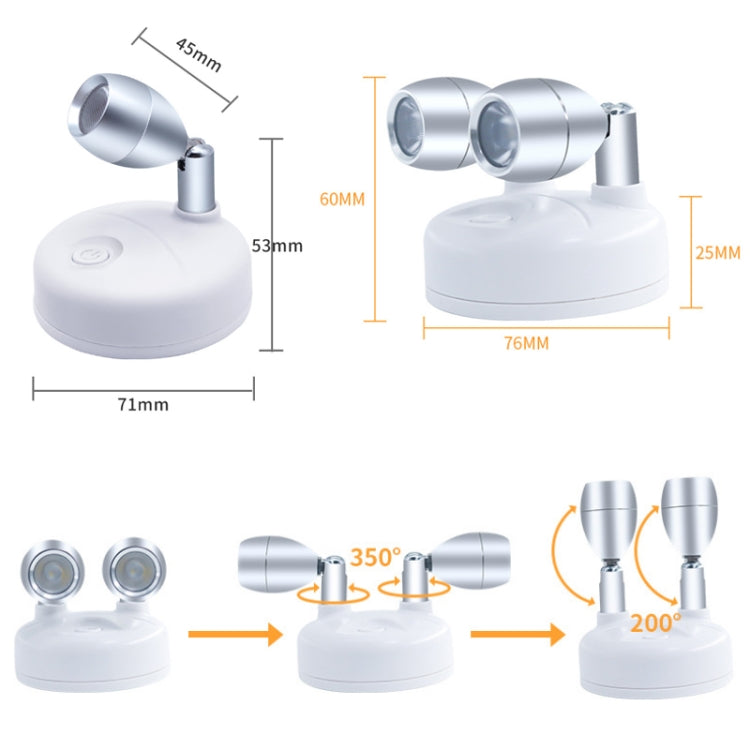 C1648 Single Head 2 Lights Wireless RGB Remote Control Cabinet Ambient Spotlight - Novelty Lighting by PMC TechLife | Online Shopping South Africa | PMC TechLife | Buy Now Pay Later Mobicred