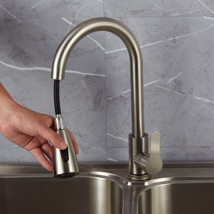 Kitchen Pull-out Faucet Stainless Steel Sink Telescopic Universal Faucet,Spec: CLY002 Wire Drawing - free shipping - PMC TechLife - Order now!